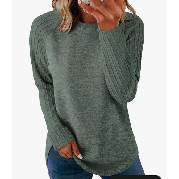 NWT SAMPEEL Women's Crewneck Sweatshirt Tunic – Green – Size XL - Picture 1 of 5